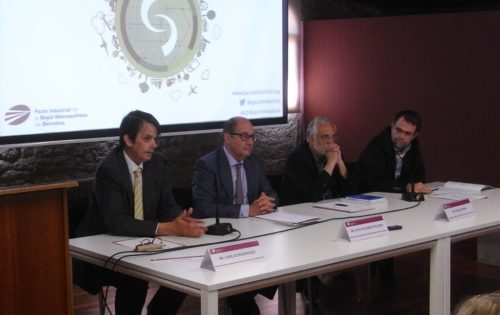 De izq. a dcha.: Carlos Rodríguez, Eloy Álvarez Pelegry, Carles Riba y Antoni Fuentes